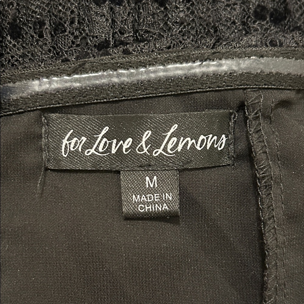 For Love and Lemons Carolyn Mini Dress Black Lace Satin Bow New Size Medium - Picture 12 of 13